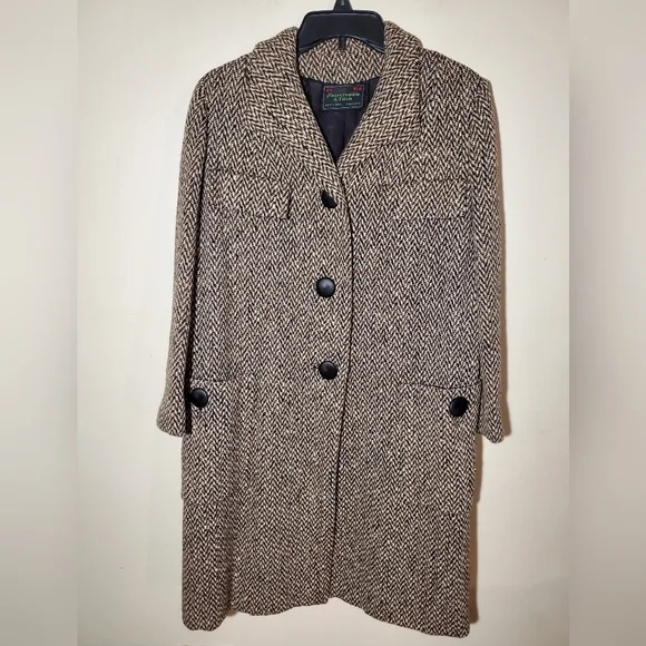 Vintage Abercrombie And Fitch Tweed Coat Xl 80s - Picture 2 of 10